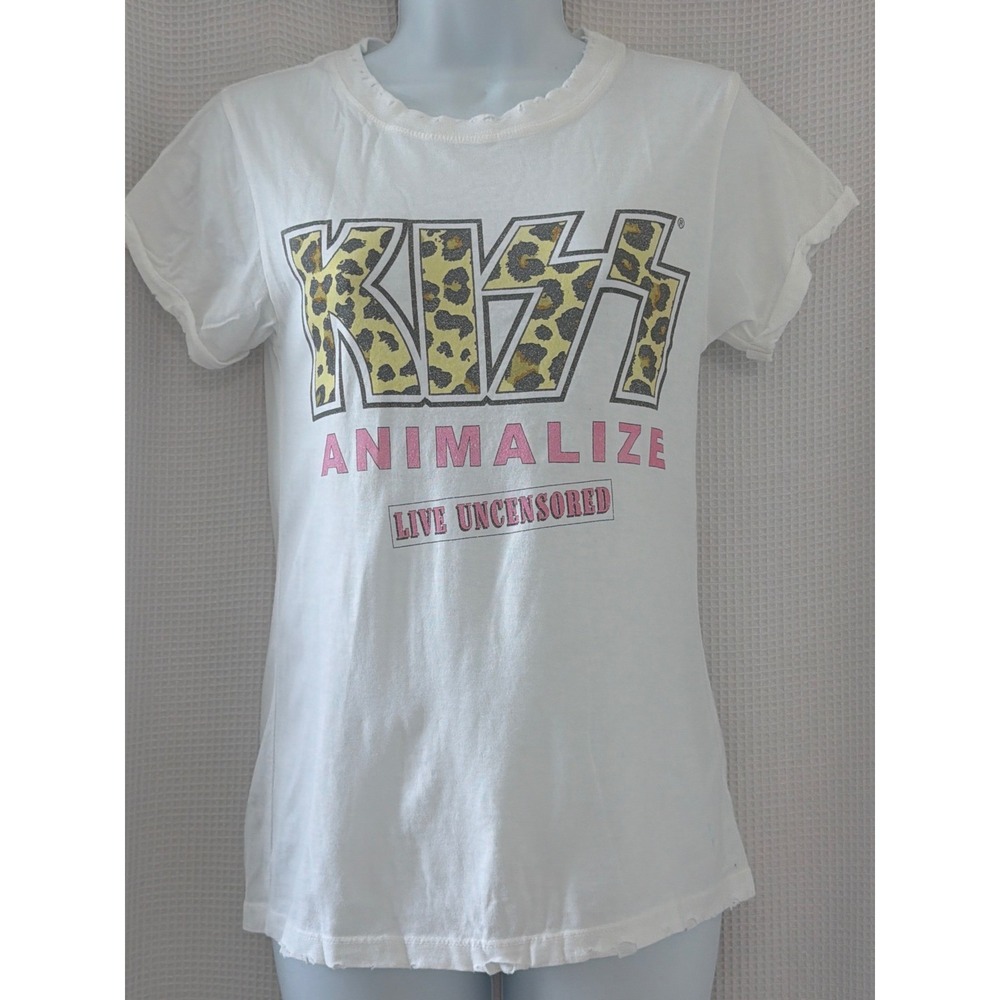Recycled Karma KISS Animalize Live Uncensored Graphic Tee medium leopard Print